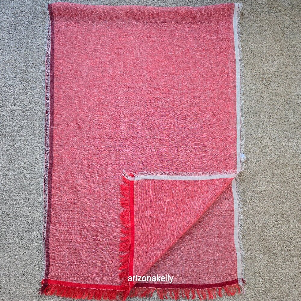 NWT 100% Capri Linen Scarf Red/Pink/Coral Italy